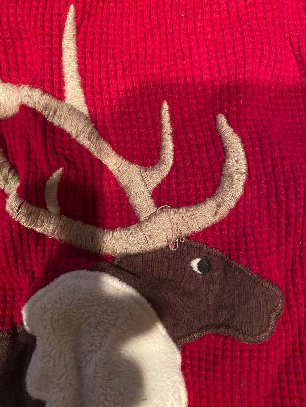 Gymboree-Size-2T-Boy's Red Reindeer Waffle long sleeve-great condition - Picture 8 of 9